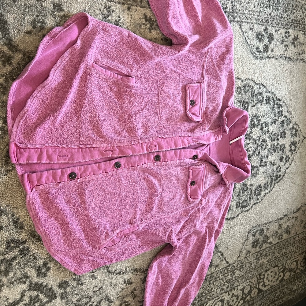 Free People Pink Button-Up ruby Jacket